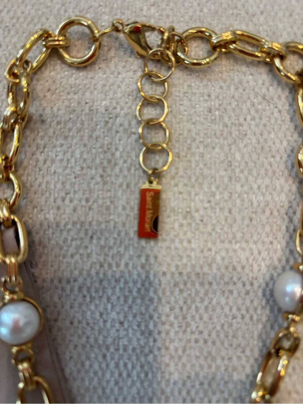Gold Chain Necklace with White Pearls
